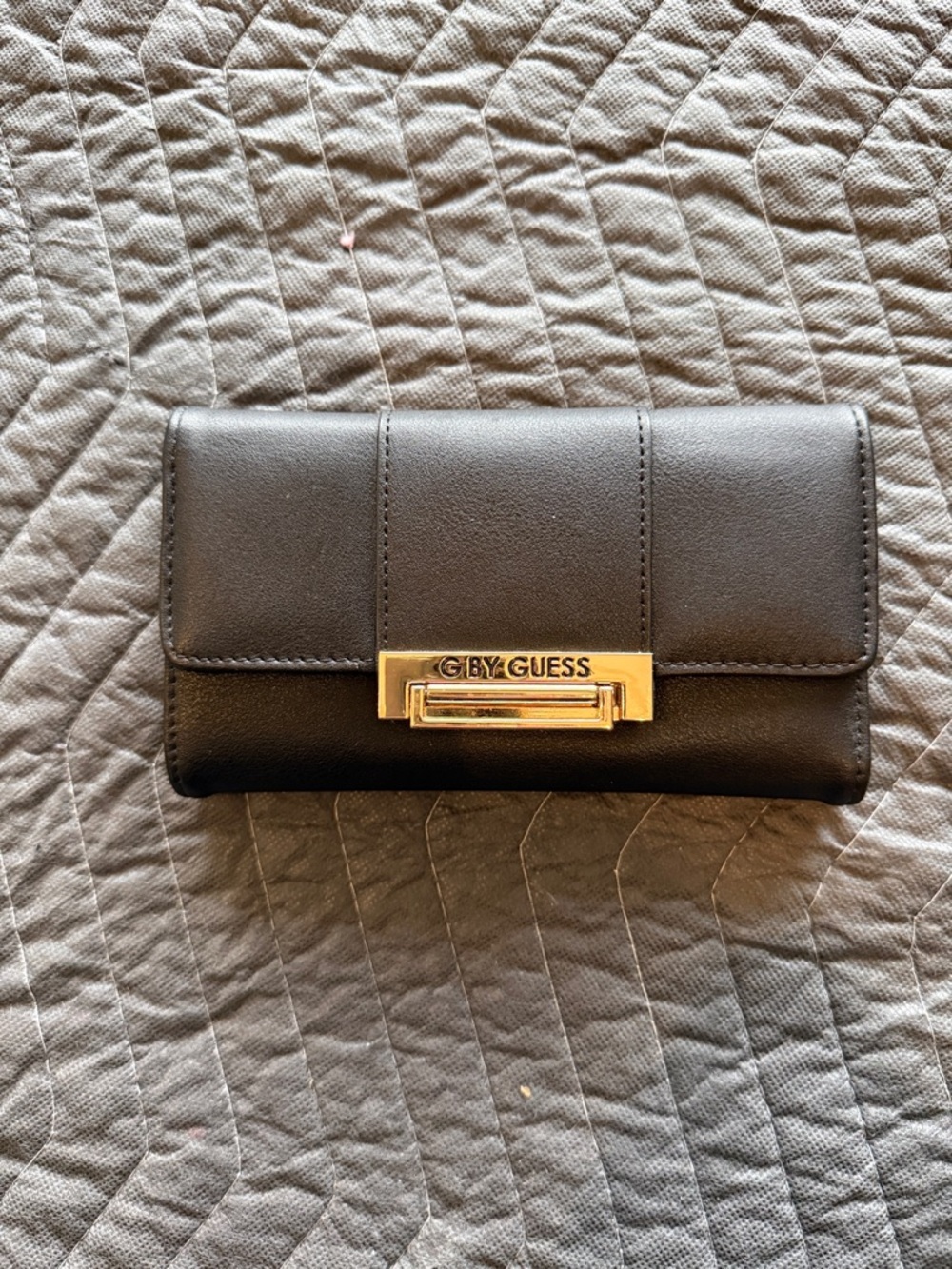 G by Guess Black Wallet with Gold-Tone Logo Plaque